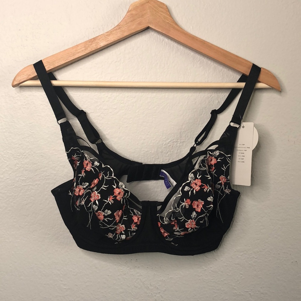 NWT Parfait black floral bra 32F (uk) / 32G (us)